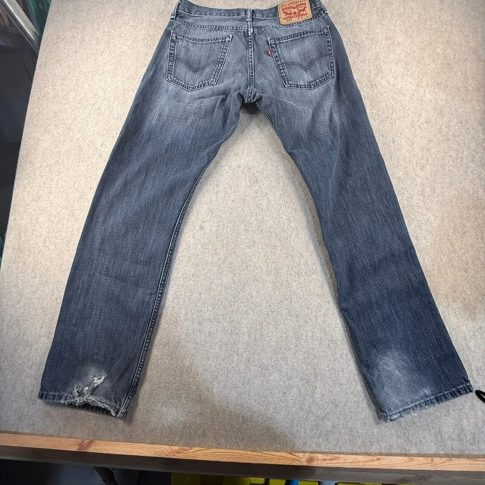 Levis 514 Straight Fit Jeans Mens 32x32 Blue Faded Distressed Denim 00514-0442
